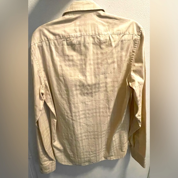 BURBERRY Subdued Plaid Button Up Dress Shirt with Embroidered Logo On Cuff - NWT - Picture 4 of 6